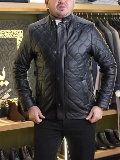 Leather Diamond Down Jacket