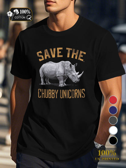 SAVE THE CHUBBY UNICORNS Men's pure cotton Tshirt Comfort Fit