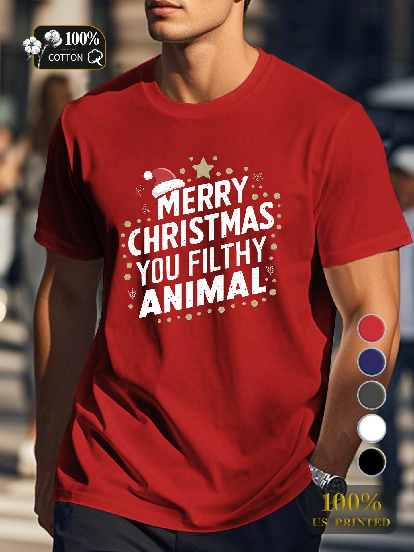 MERRY CHRISTMAS YOU FILTHY ANIMAL Men's pure cotton Tshirt Comfort Fit