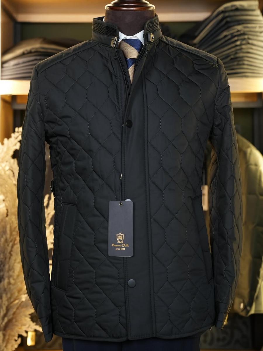 Men's Diamond Pattern Stand Collar Cotton-padded Jacket Coat