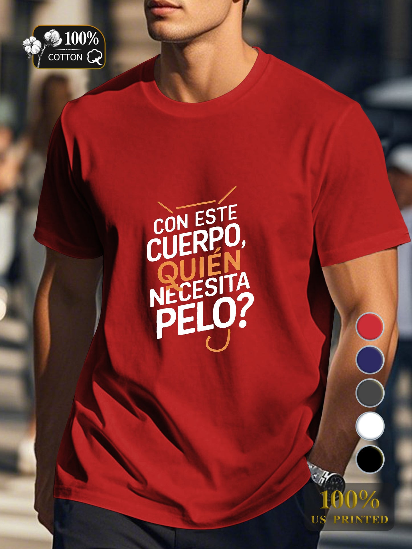 With this body who needs hair Men's pure cotton Tshirt Comfort Fit