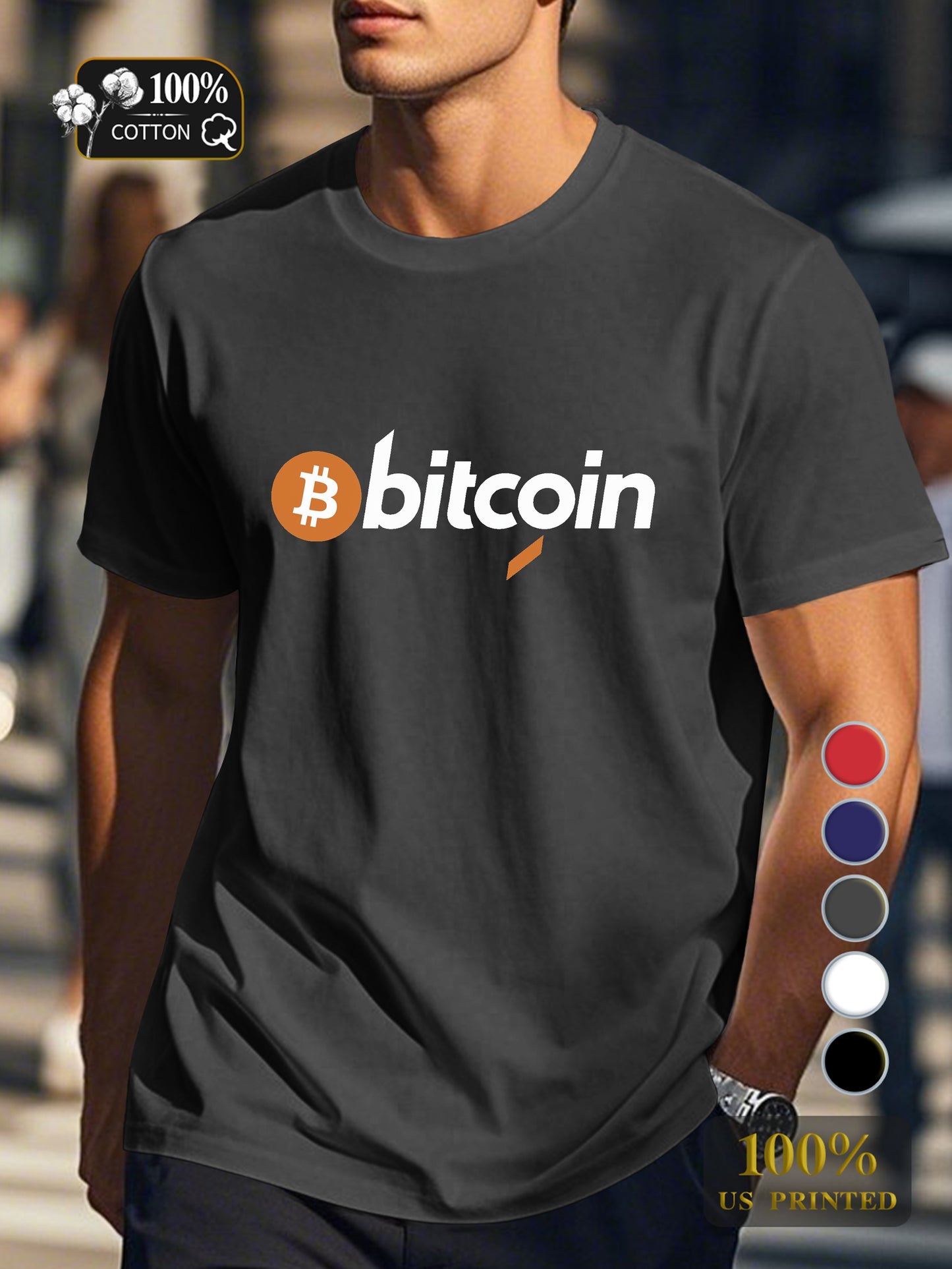 Bitcoin logo design Men's pure cotton Tshirt Comfort Fit