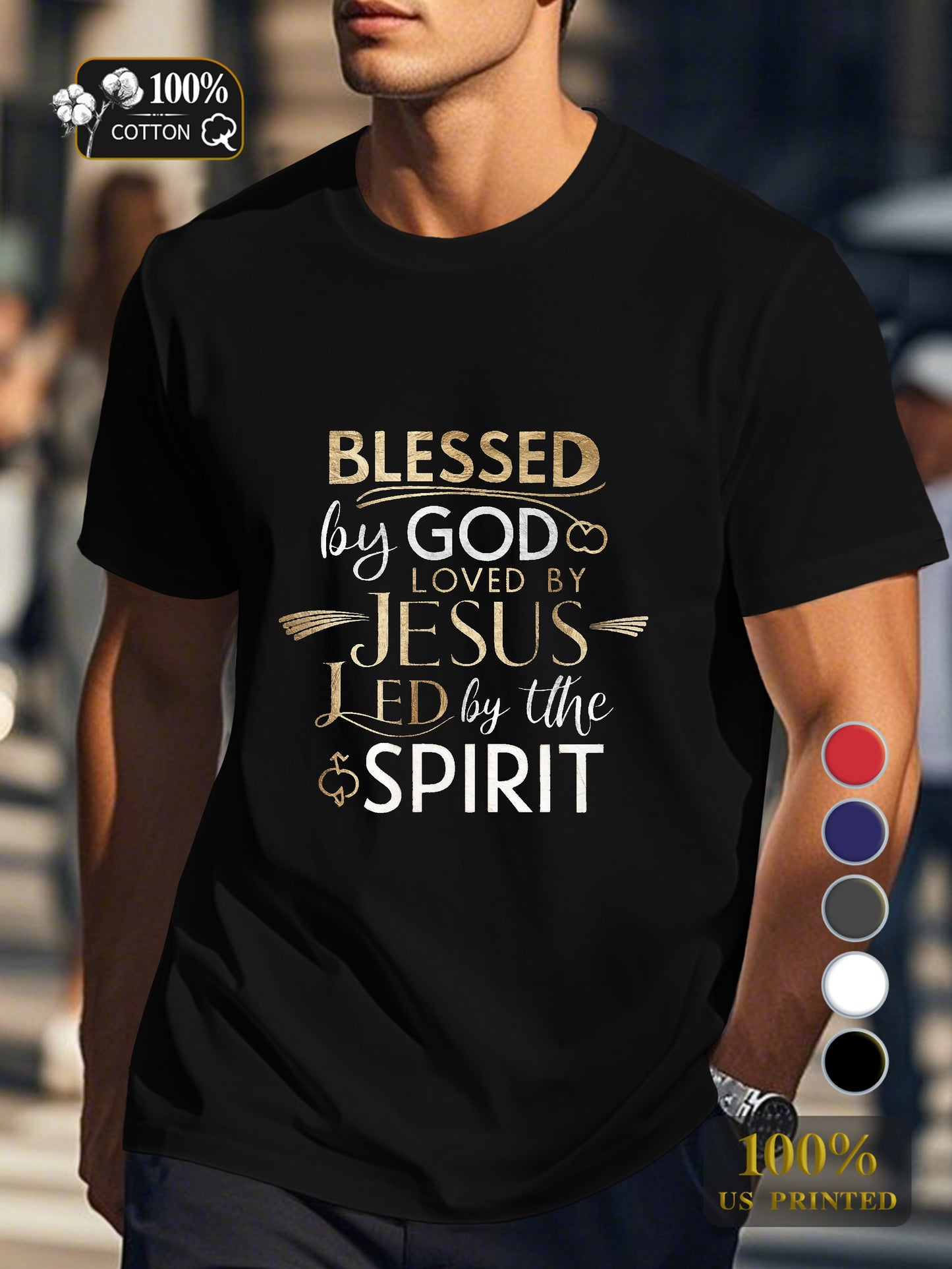 BLESSED by GOD loved by JESUS Men's pure cotton Tshirt Comfort Fit