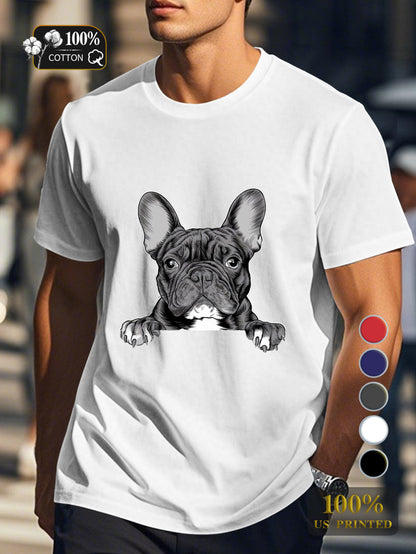 French Bulldog silhouette Men's pure cotton Tshirt Comfort Fit