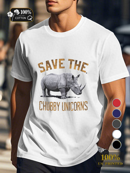 SAVE THE CHUBBY UNICORNS Men's pure cotton Tshirt Comfort Fit