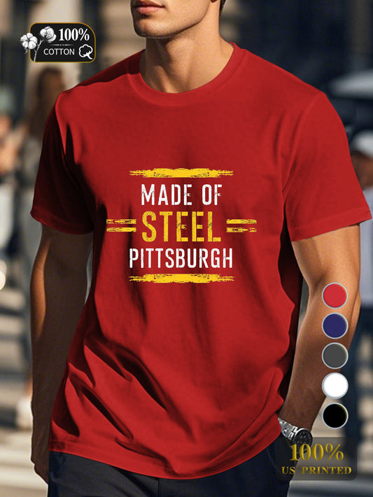 MADE OF STEEL PITTSBURGH Men's pure cotton Tshirt Comfort Fit
