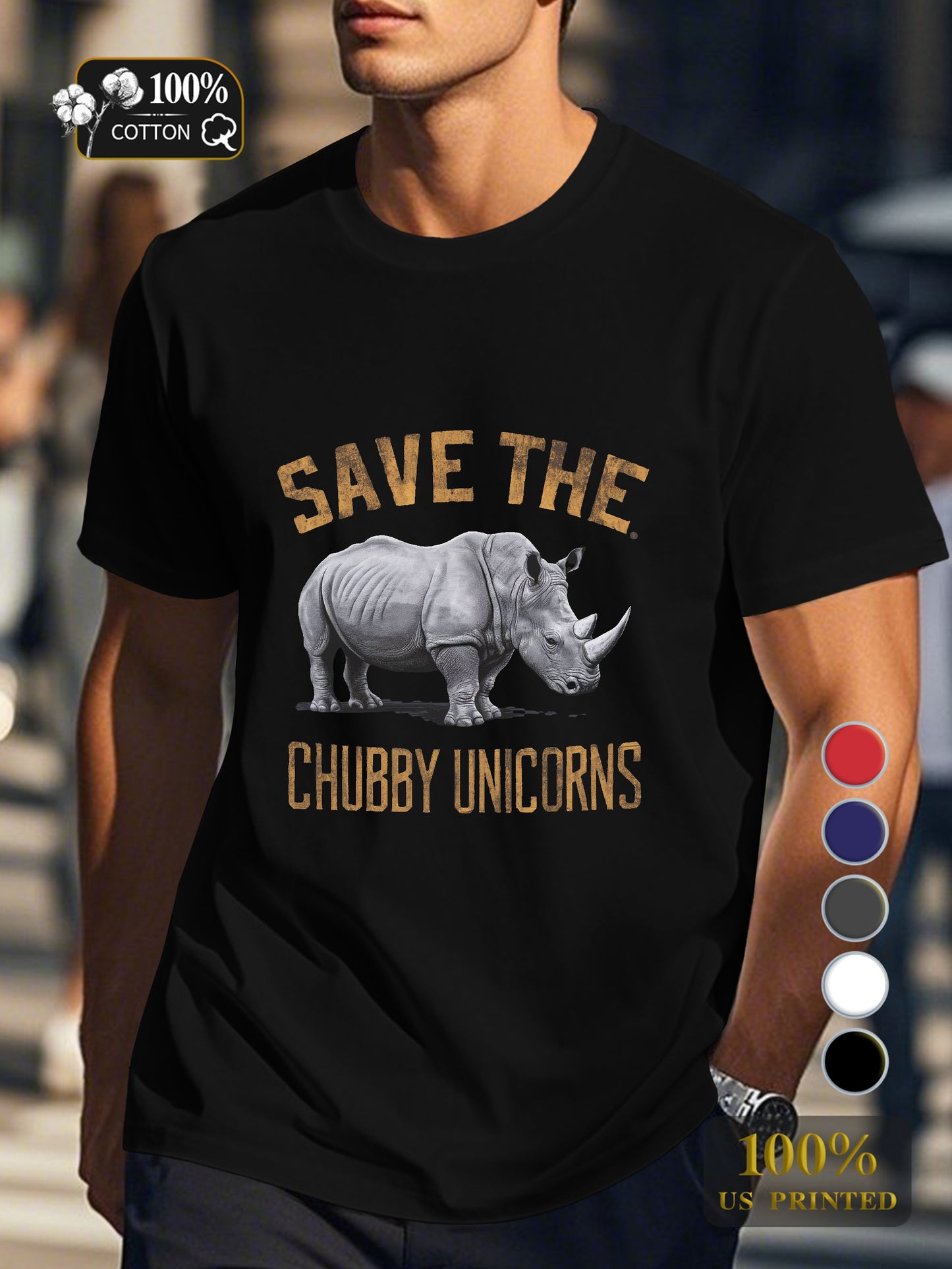 SAVE THE CHUBBY UNICORNS Men's pure cotton Tshirt Comfort Fit
