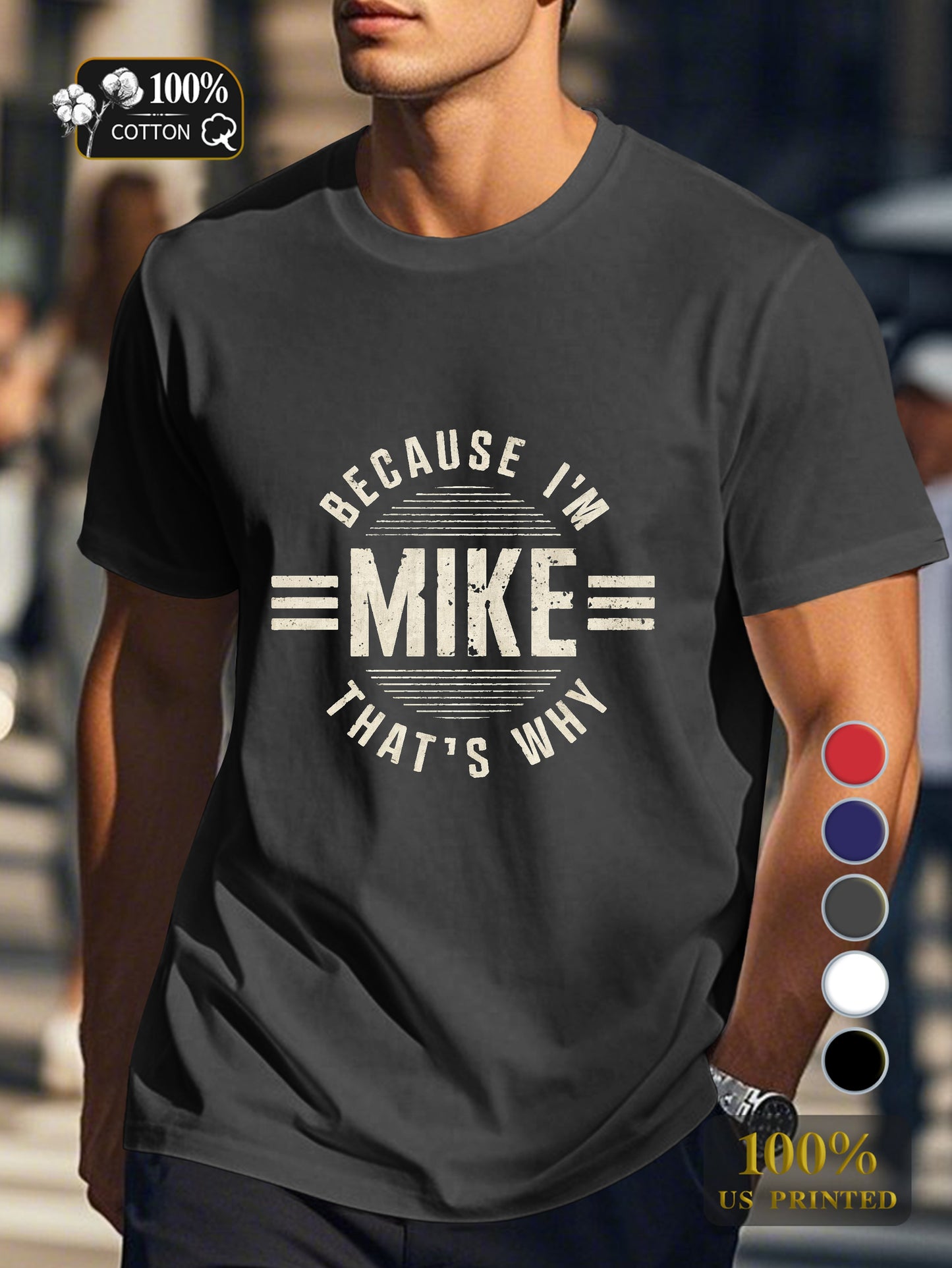 BECAUSE I M MIKE THAT S WHY Men's pure cotton Tshirt Comfort Fit