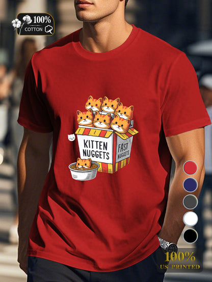 Kitten Nuggets illustration Men's pure cotton Tshirt Comfort Fit