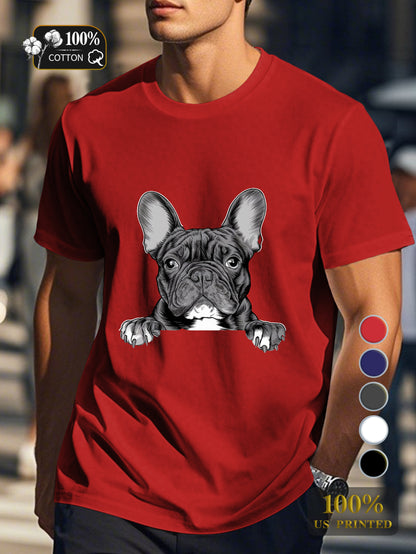 French Bulldog silhouette Men's pure cotton Tshirt Comfort Fit