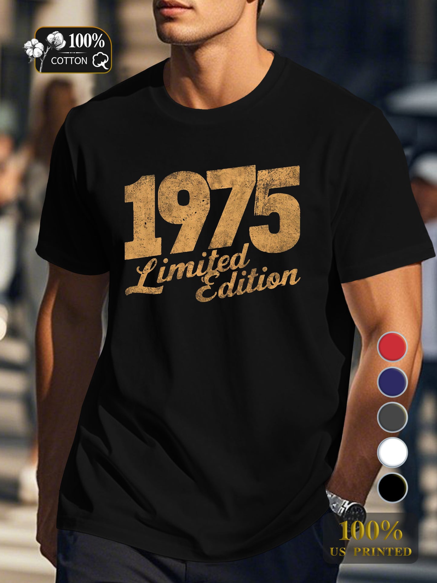1975 LIMITED EDITION Men's pure cotton Tshirt Comfort Fit