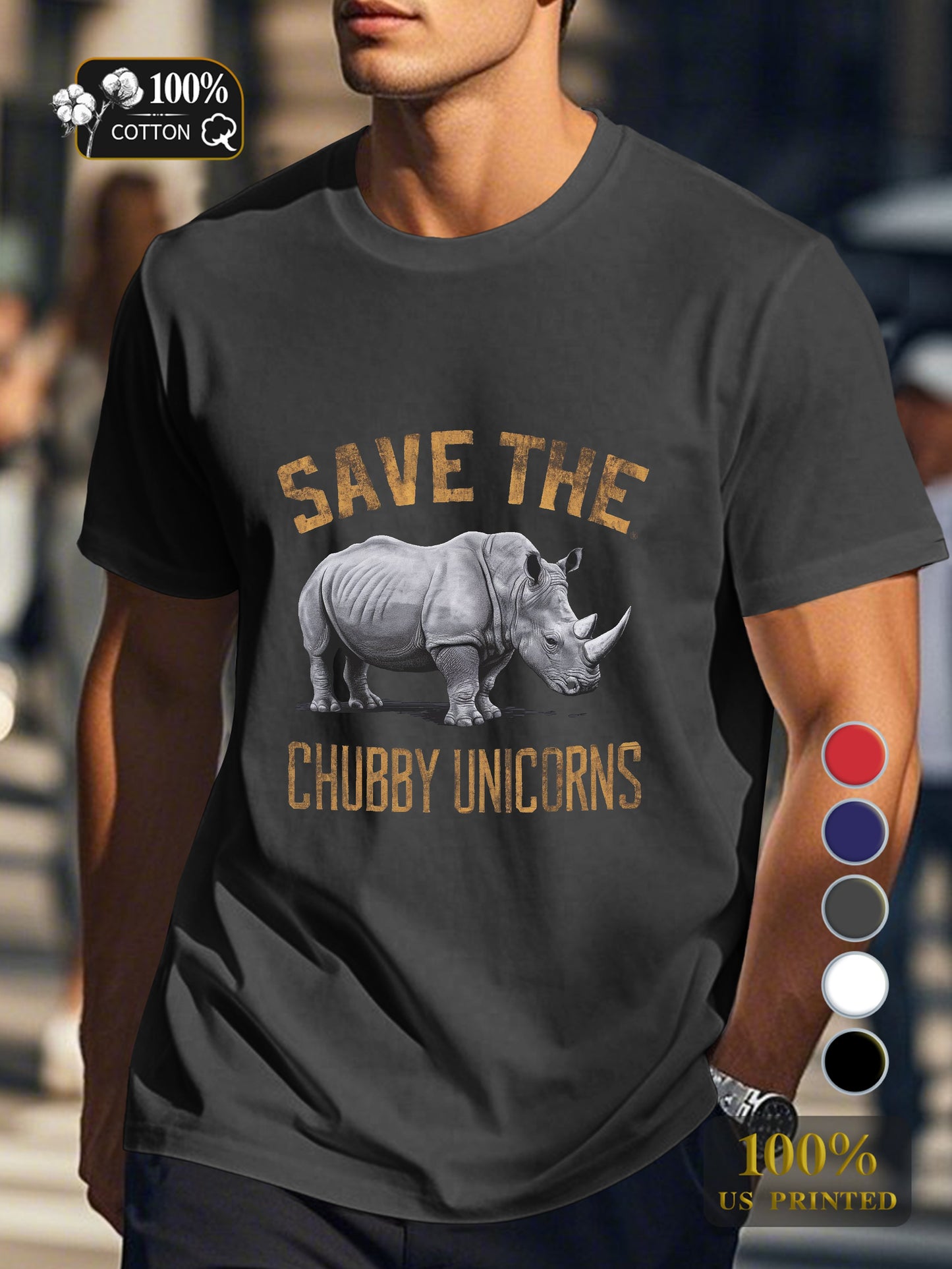 SAVE THE CHUBBY UNICORNS Men's pure cotton Tshirt Comfort Fit