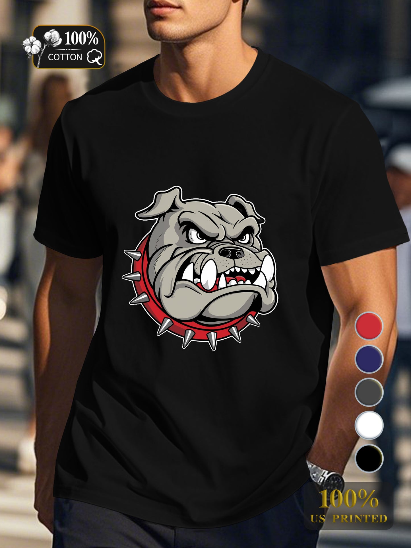 Fierce bulldog illustration Men's pure cotton Tshirt Comfort Fit