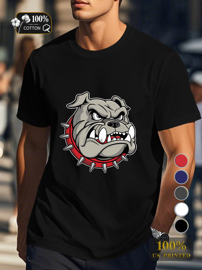 Fierce bulldog illustration Men's pure cotton Tshirt Comfort Fit