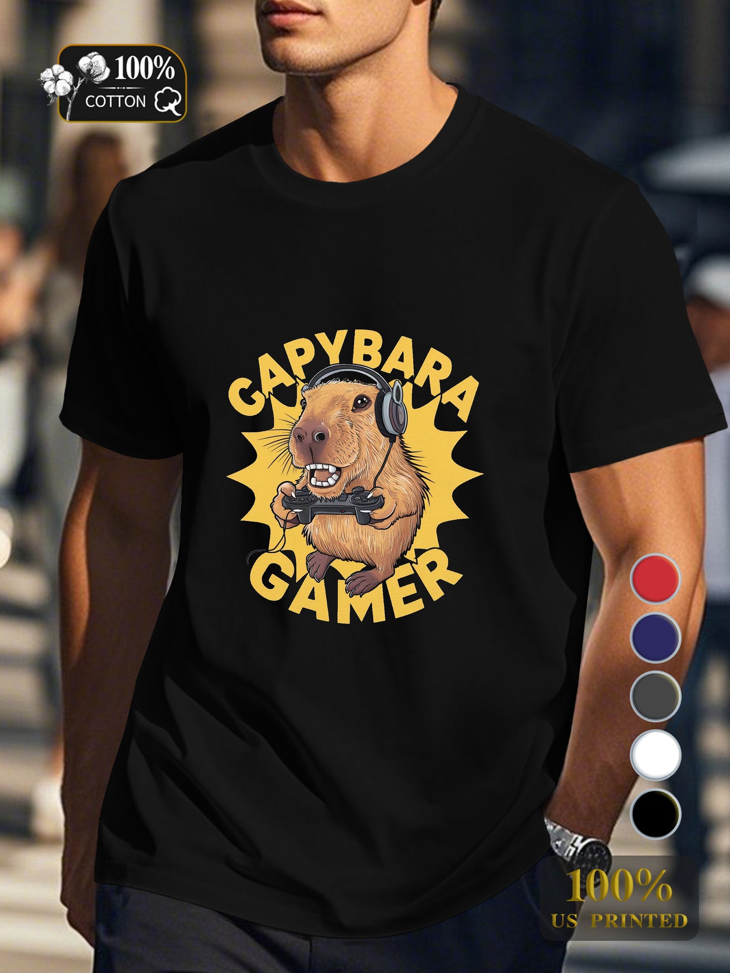 CAPYBARA GAMER Men's pure cotton Tshirt Comfort Fit