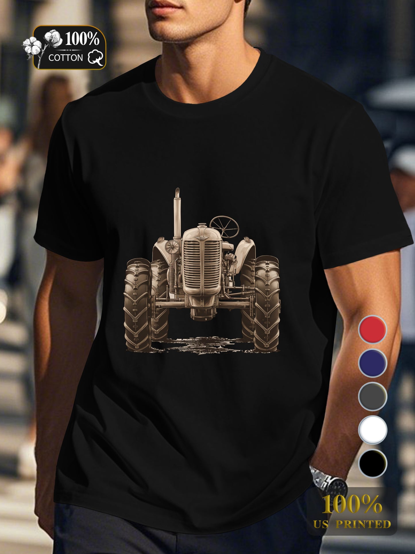 nostalgic vintage tractor Men's pure cotton Tshirt Comfort Fit