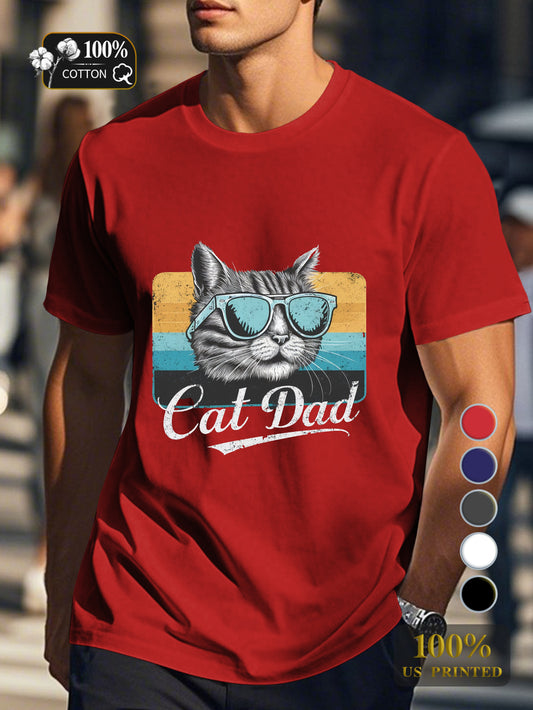 Cat Dad Men's pure cotton Tshirt Comfort Fit