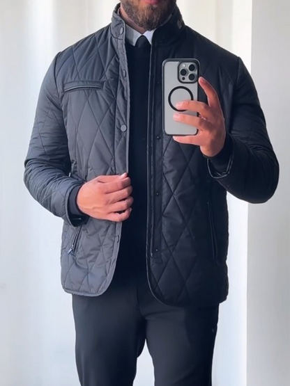 Black Showerproof Diamond Quilted Jacket