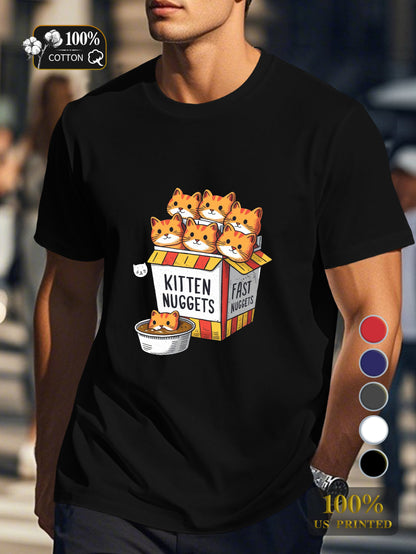 Kitten Nuggets illustration Men's pure cotton Tshirt Comfort Fit