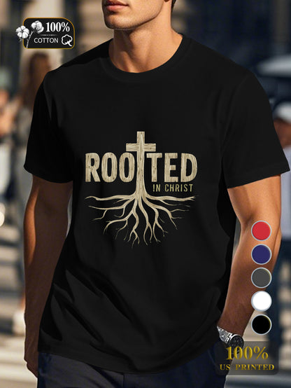 ROOTED IN CHRIST Men's pure cotton Tshirt Comfort Fit