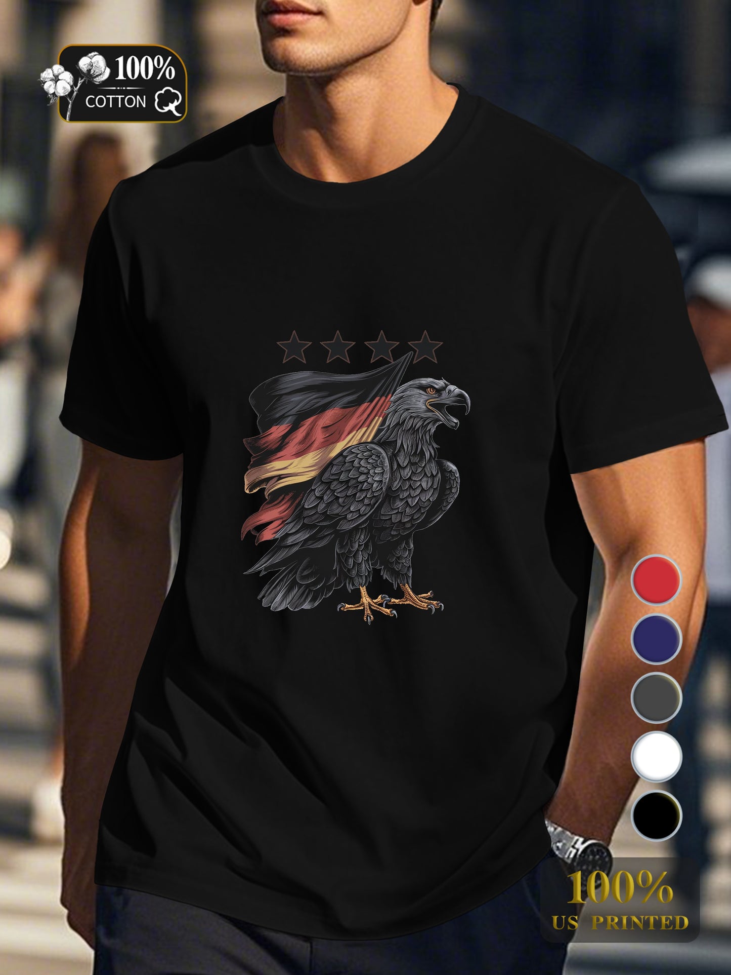 eagle with German flag Men's pure cotton Tshirt Comfort Fit