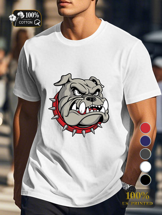 Fierce bulldog illustration Men's pure cotton Tshirt Comfort Fit