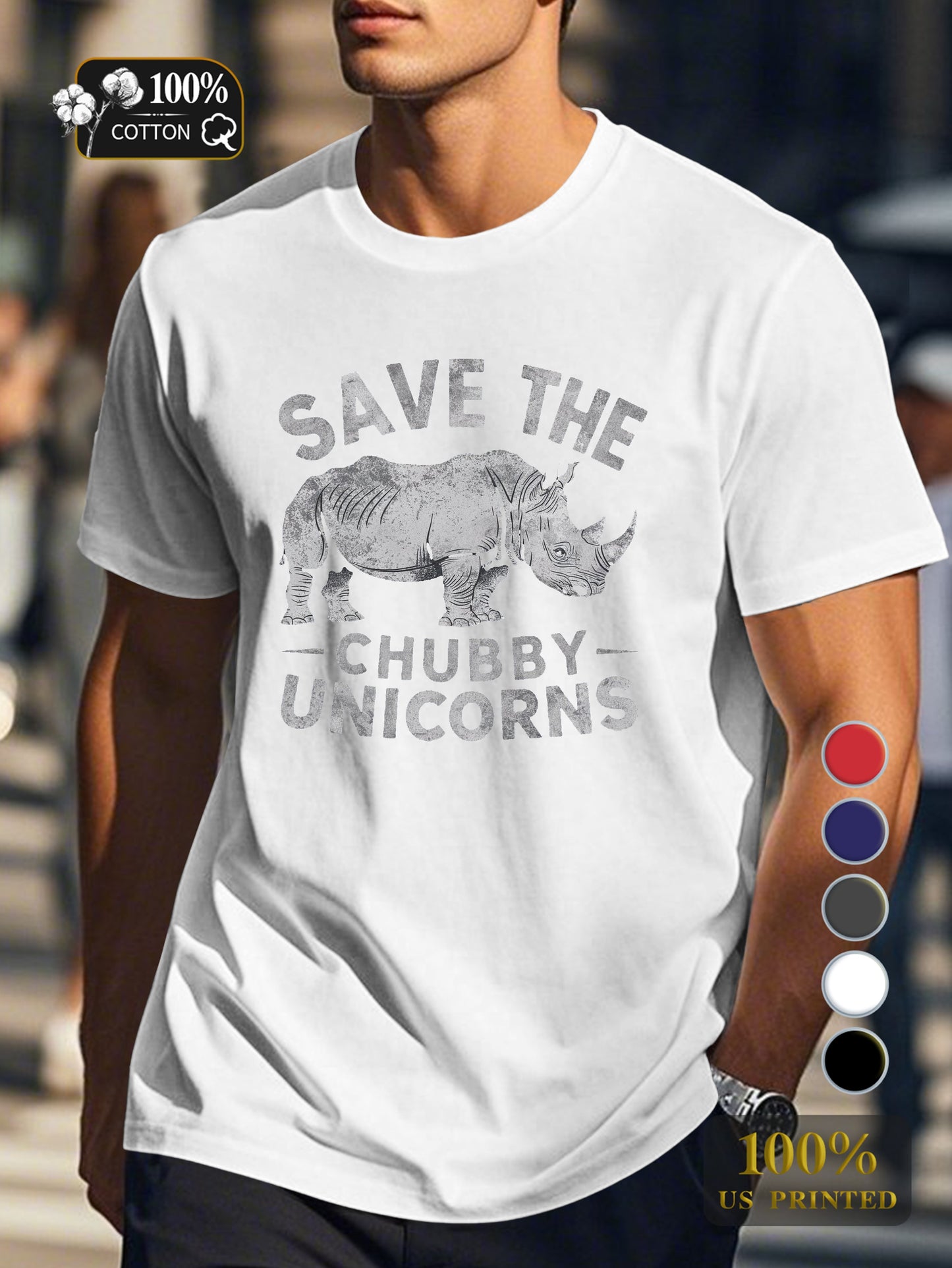 SAVE THE CHUBBY UNICORNS Men's pure cotton Tshirt Comfort Fit