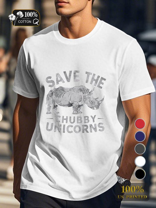 SAVE THE CHUBBY UNICORNS Men's pure cotton Tshirt Comfort Fit