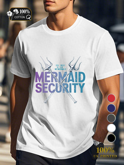 MERMAID SECURITY with tridents Men's pure cotton Tshirt Comfort Fit