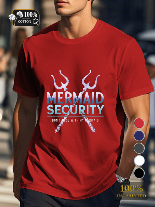 MERMAID SECURITY with tridents Men's pure cotton Tshirt Comfort Fit