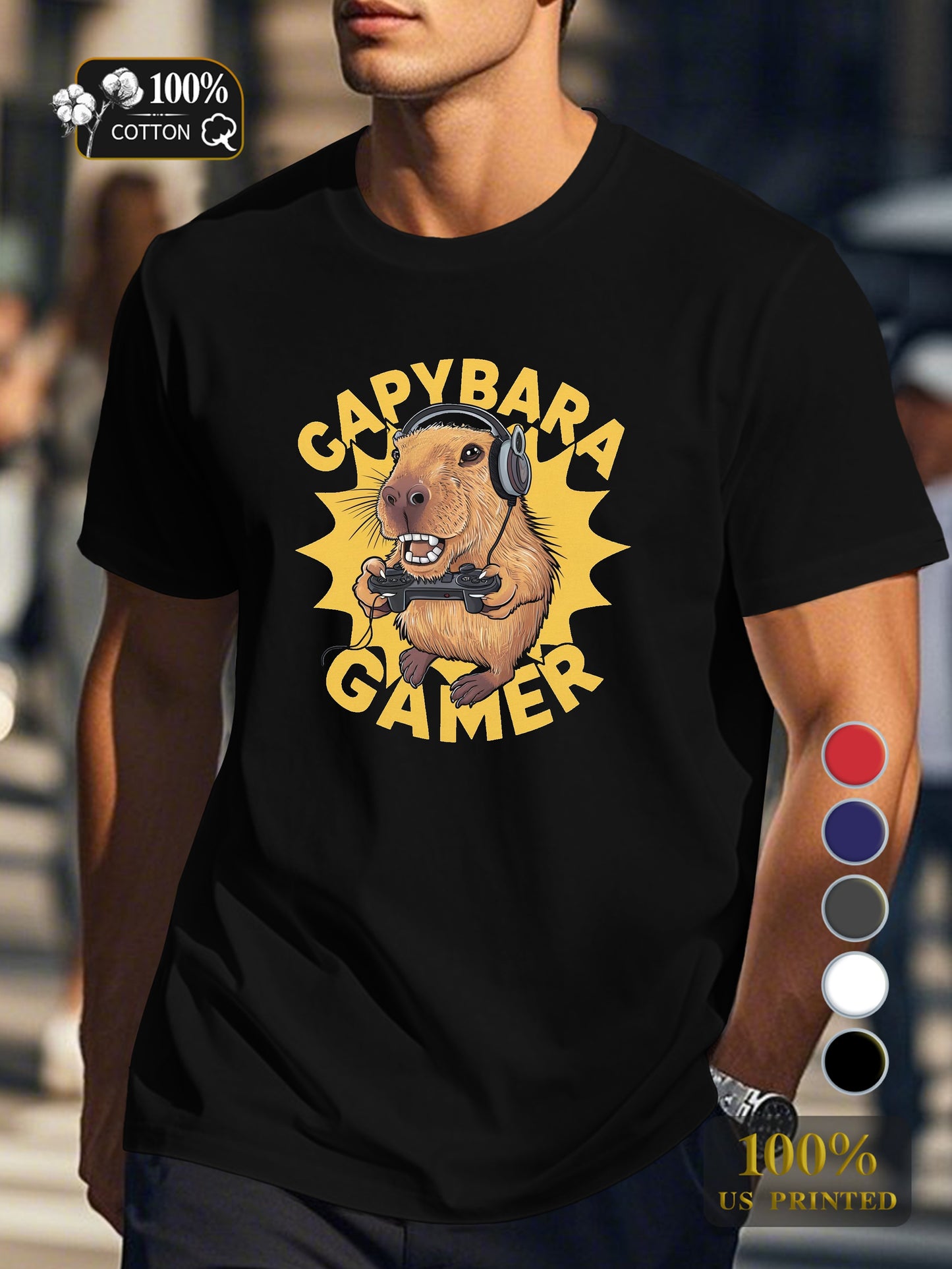 CAPYBARA GAMER Men's pure cotton Tshirt Comfort Fit