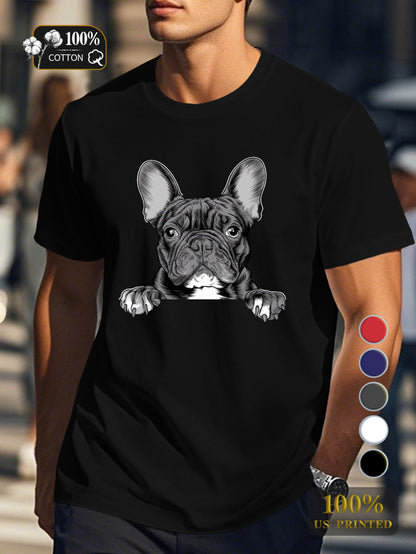 French Bulldog silhouette Men's pure cotton Tshirt Comfort Fit