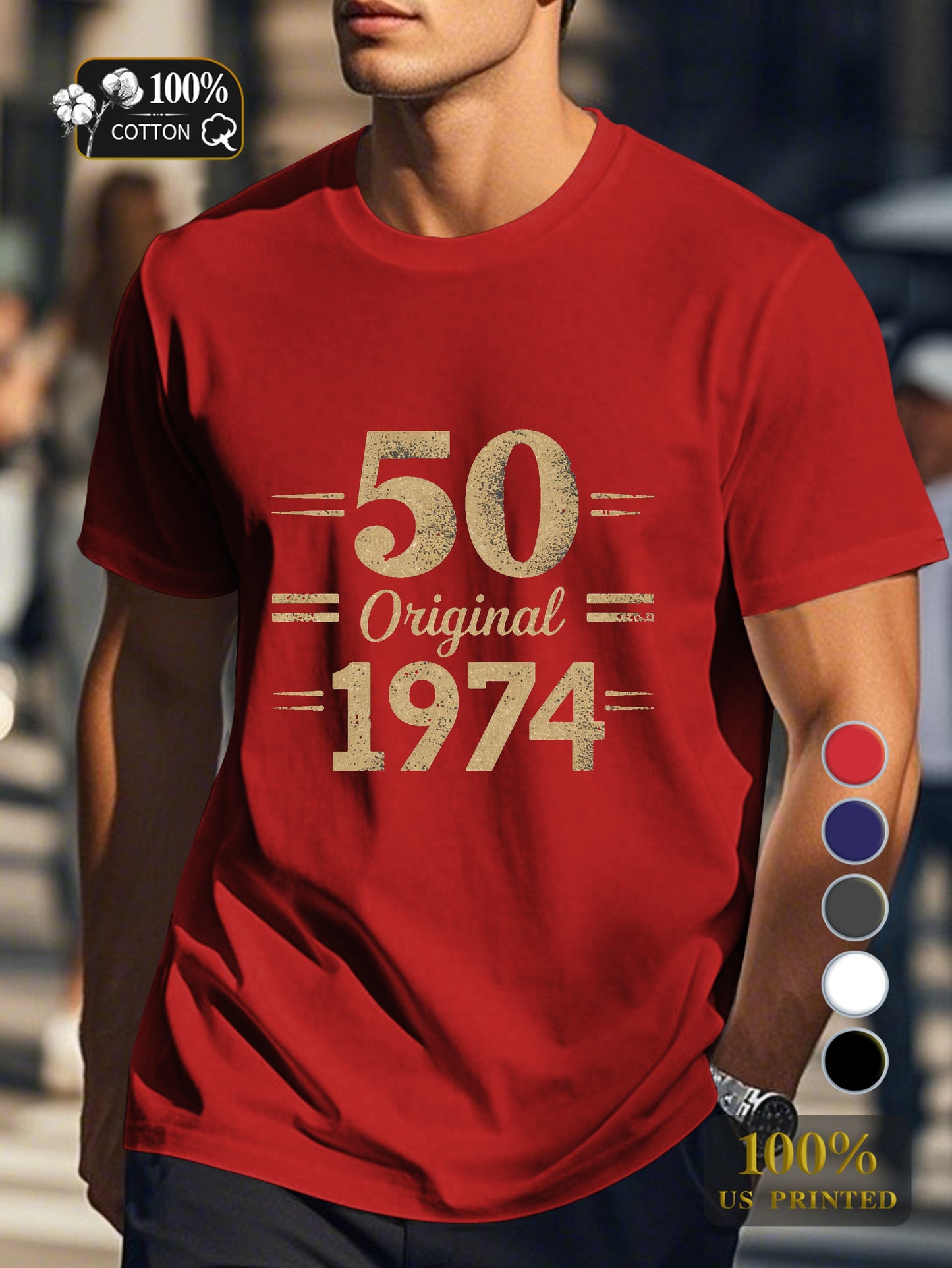 50 Original 1974 Men's pure cotton Tshirt Comfort Fit