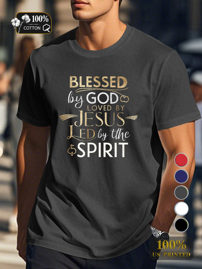 BLESSED by GOD loved by JESUS Men's pure cotton Tshirt Comfort Fit