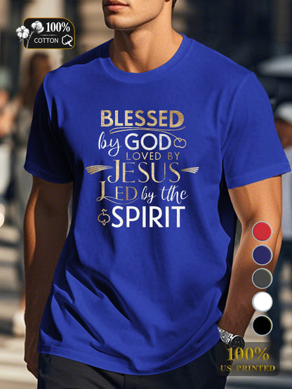 BLESSED by GOD loved by JESUS Men's pure cotton Tshirt Comfort Fit