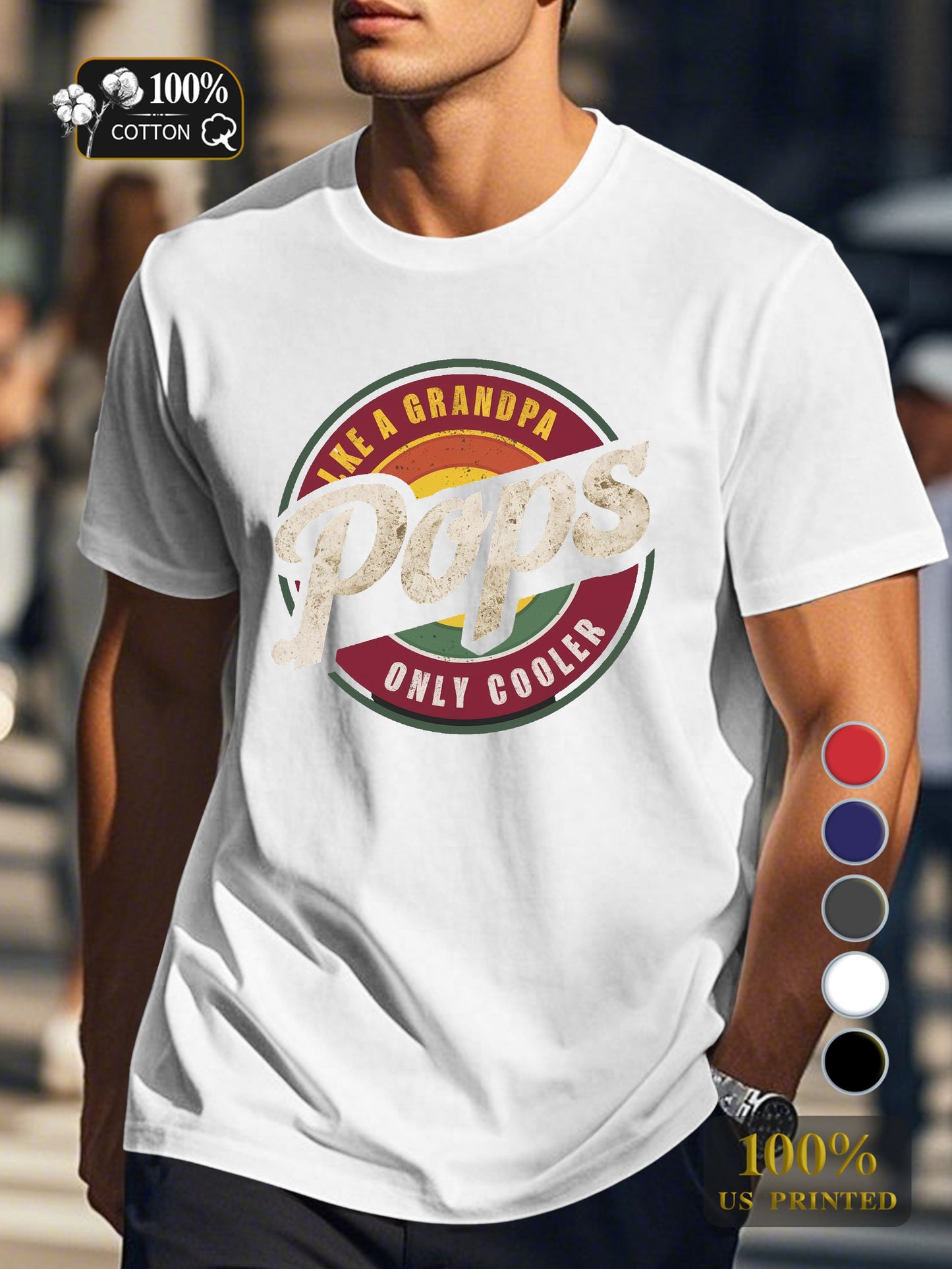 Pops LIKE A GRANDPA ONLY COOLER Men's pure cotton Tshirt Comfort Fit