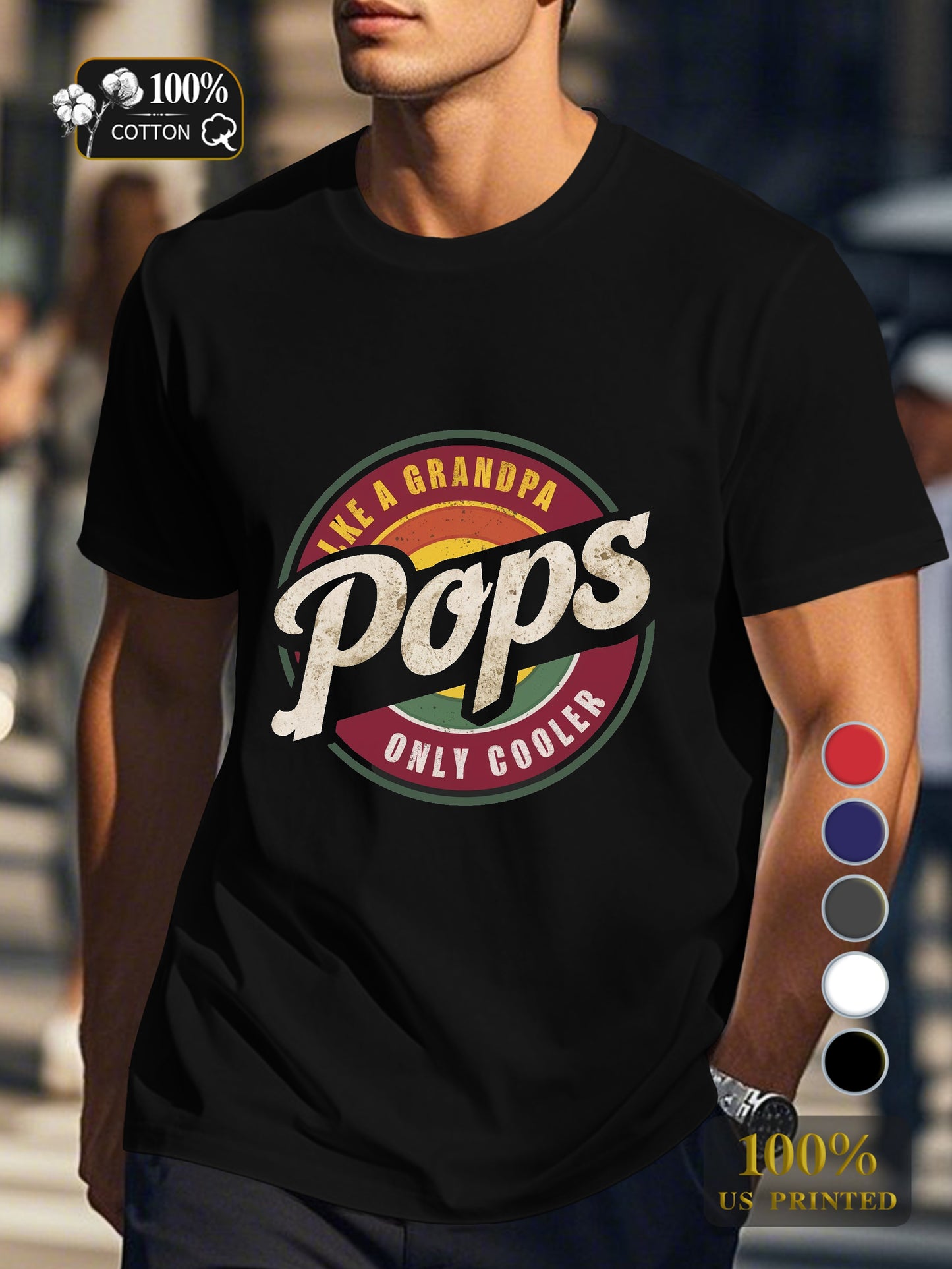 Pops LIKE A GRANDPA ONLY COOLER Men's pure cotton Tshirt Comfort Fit