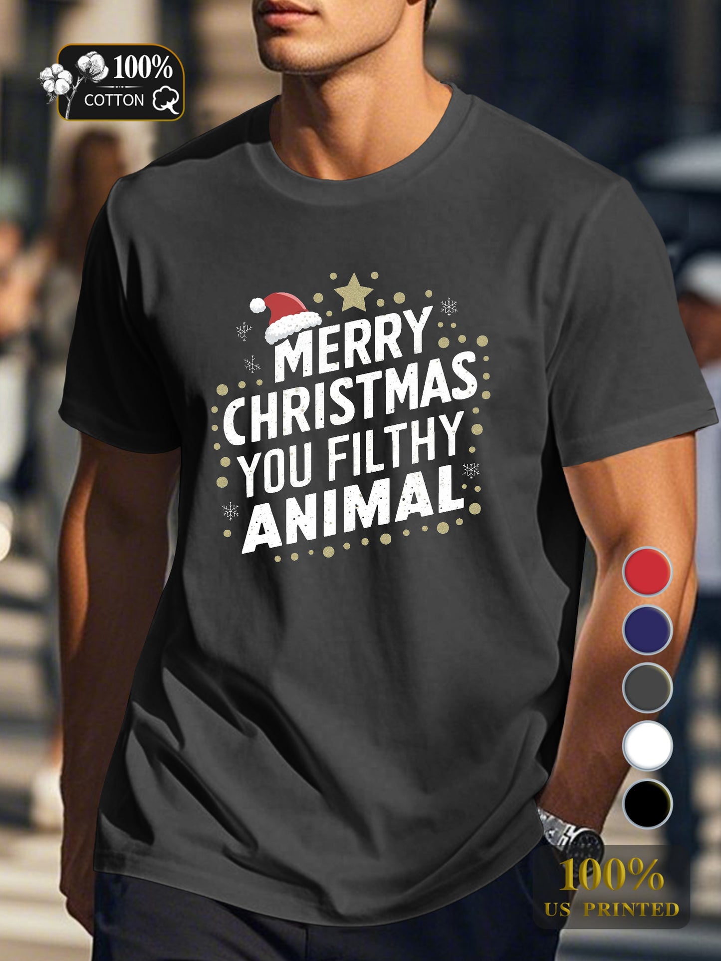 MERRY CHRISTMAS YOU FILTHY ANIMAL Men's pure cotton Tshirt Comfort Fit