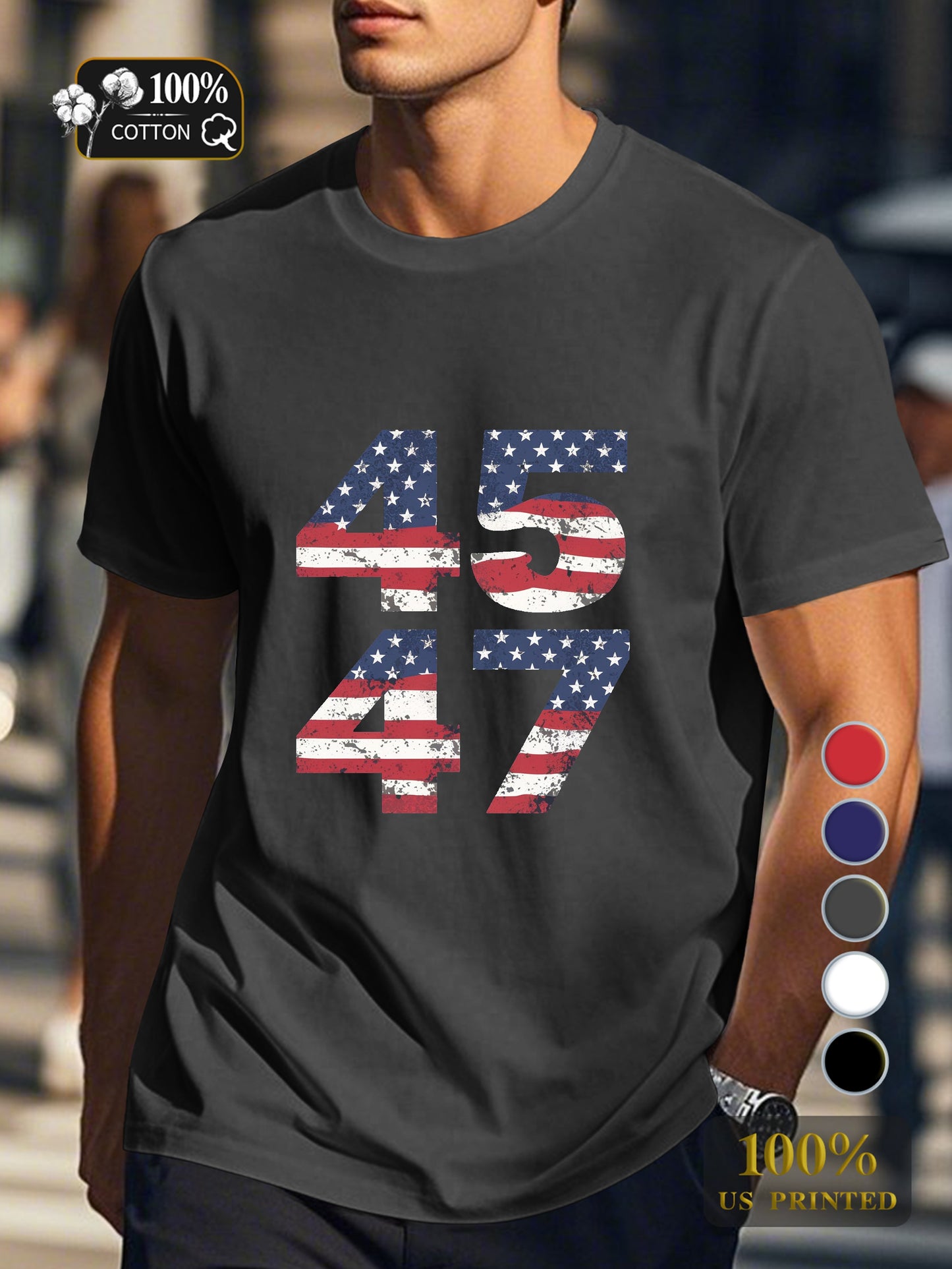 American flag numbers Men's pure cotton Tshirt Comfort Fit