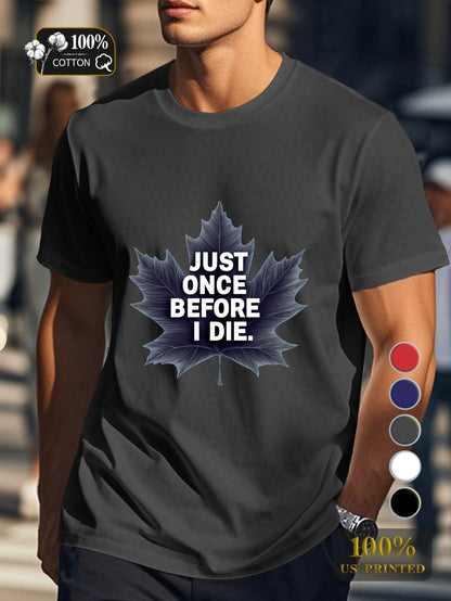 Illustration with bold maple leaf Men's pure cotton Tshirt Comfort Fit