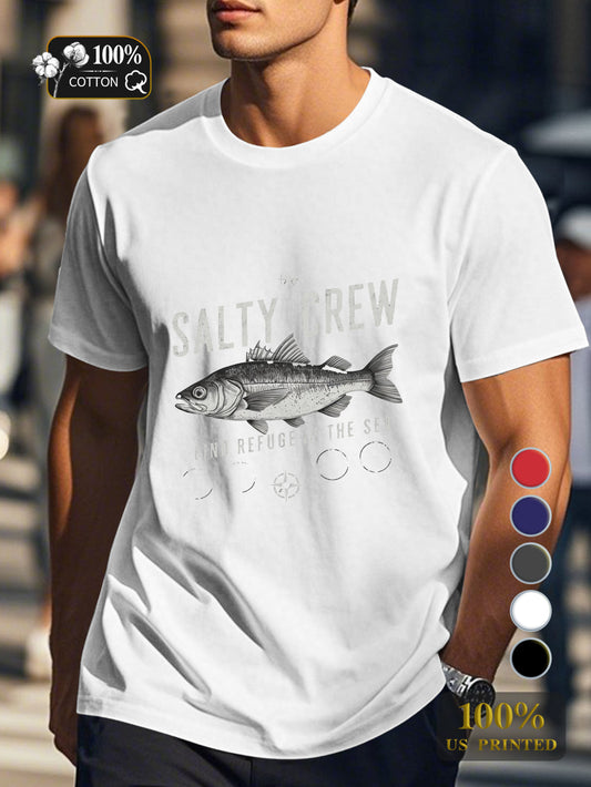 SALTY CREW with fish Men's pure cotton Tshirt Comfort Fit