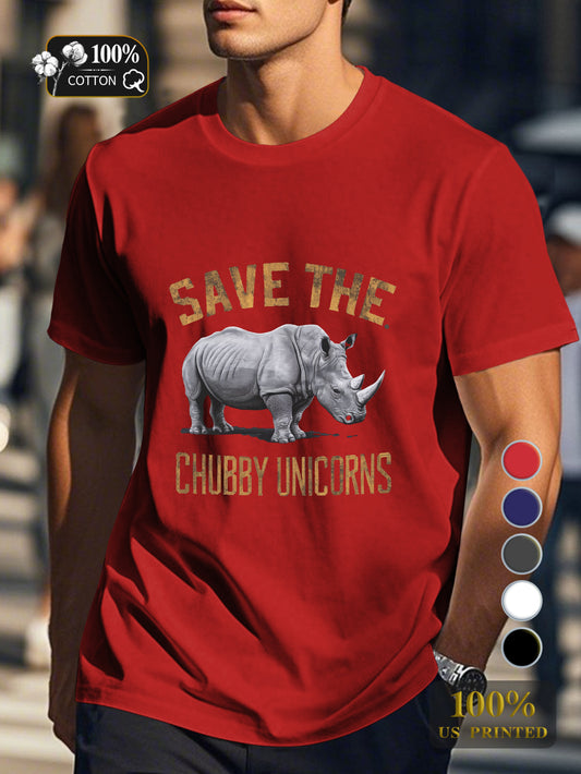 SAVE THE CHUBBY UNICORNS Men's pure cotton Tshirt Comfort Fit