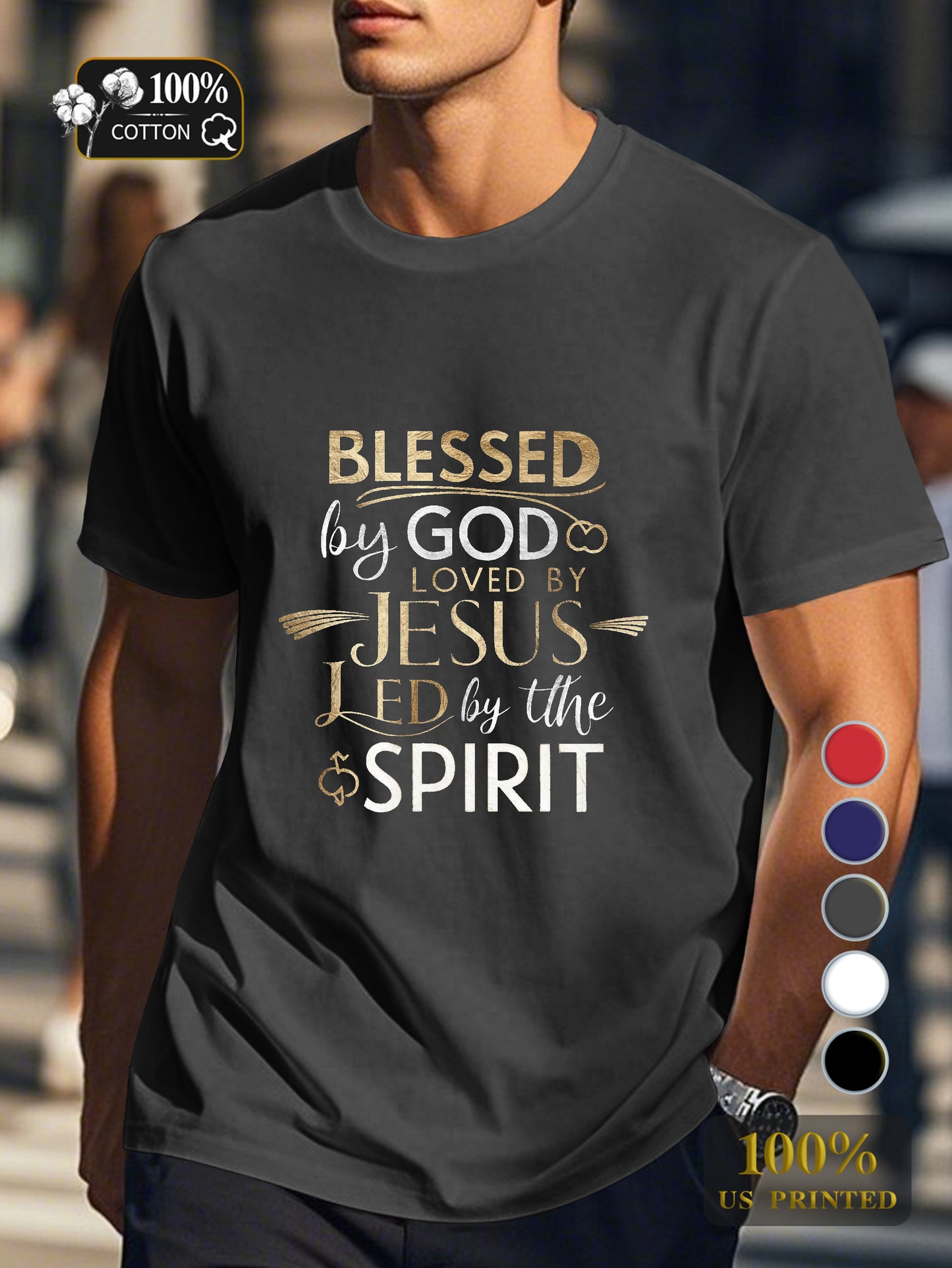 BLESSED by GOD loved by JESUS Men's pure cotton Tshirt Comfort Fit