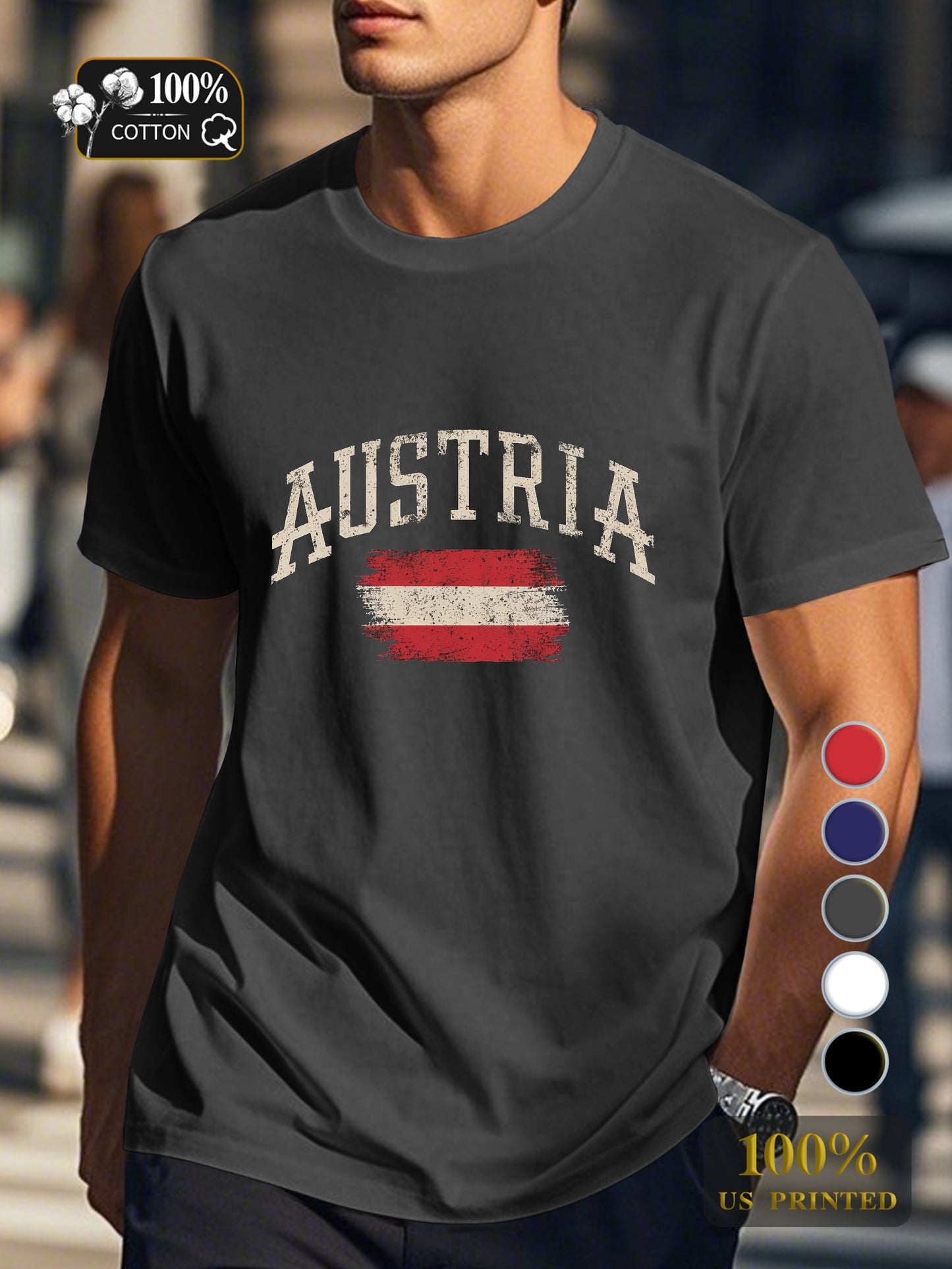 AUSTRIA vintage design Men's pure cotton Tshirt Comfort Fit