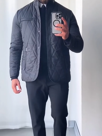 Black Showerproof Diamond Quilted Jacket