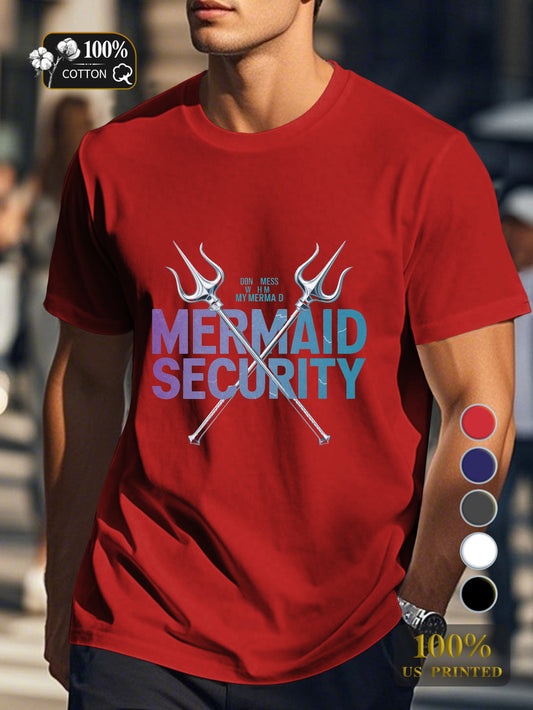 MERMAID SECURITY with tridents Men's pure cotton Tshirt Comfort Fit