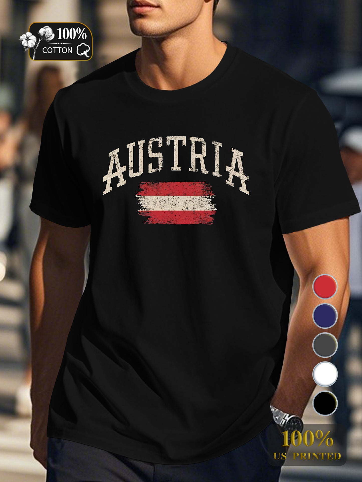 AUSTRIA vintage design Men's pure cotton Tshirt Comfort Fit