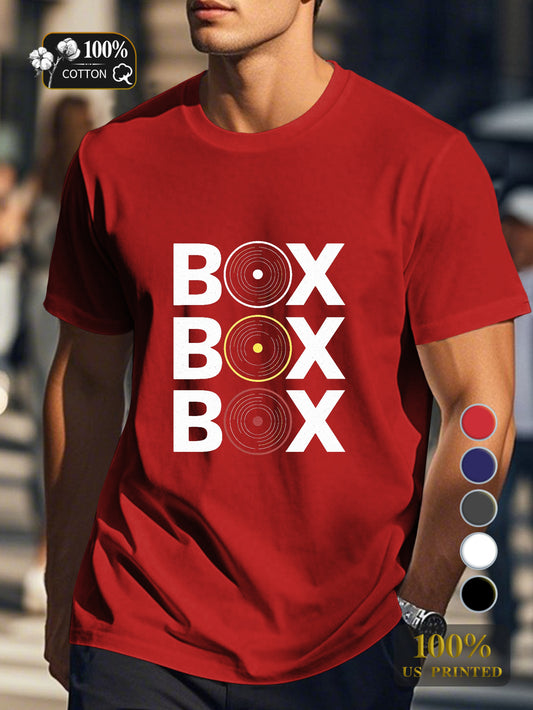 BOX BOX BOX typography Men's pure cotton Tshirt Comfort Fit