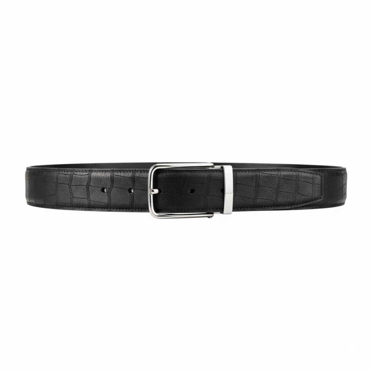BELTLEY Black Authentic Deerskin Leather  Belt-Unisex 1.38"