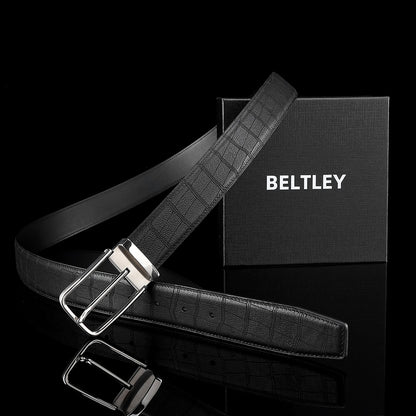 BELTLEY Black Authentic Deerskin Leather  Belt-Unisex 1.38"